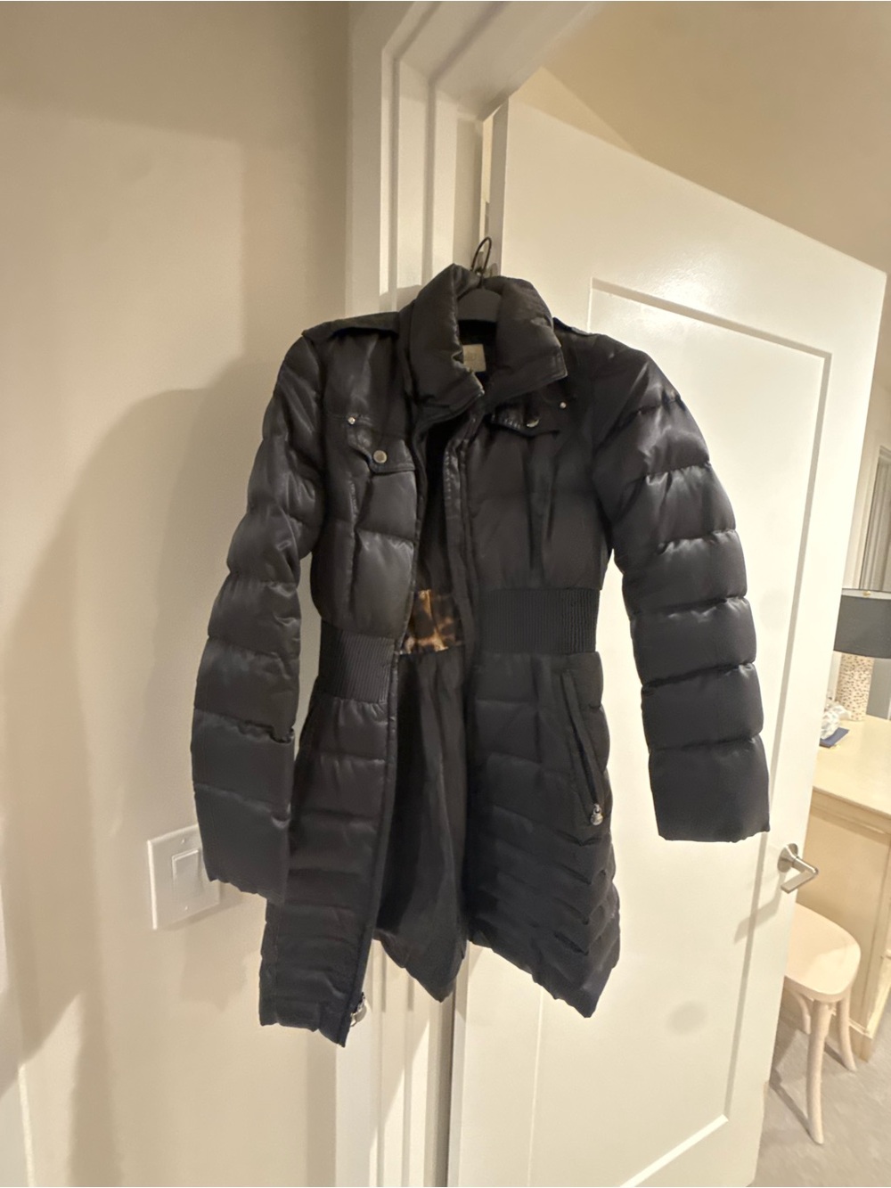 Laundry By Shelli Segal Black Quilted Long Puffer Coat